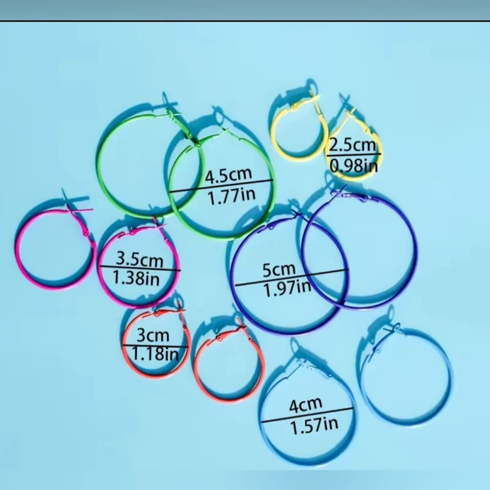 Colorful 6pk hoop earrings - Picture 3 of 4